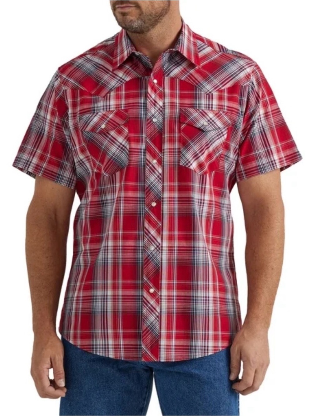 Wrangler western shirts Red Plaid Short-Sleeve Button-Down Shirt men’s size L